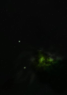 Uzayda bir yıldız alanı ve bir nebula. 3B görüntüleme