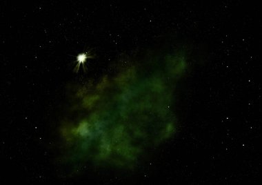 Sonsuz bir yıldız alanının küçük bir parçası. 3B görüntüleme