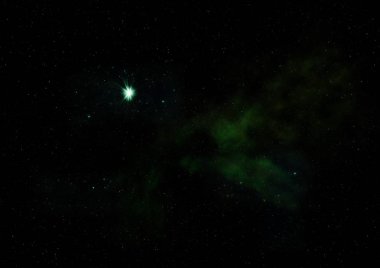 Sonsuz bir yıldız alanının küçük bir parçası. 3B görüntüleme