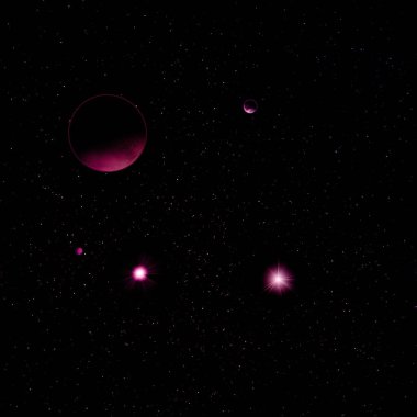 Gezegenler yıldızlara karşı. 3B görüntüleme.