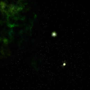 Uzayda bir yıldız alanı ve bir nebula. 3B görüntüleme