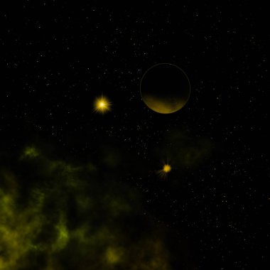 Gezegenler yıldızlara karşı. 3B görüntüleme.