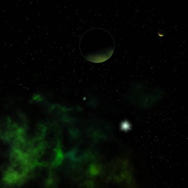 Gezegenler yıldızlara karşı. 3B görüntüleme.