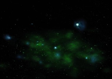 Sonsuz bir yıldız alanının küçük bir parçası. 3B görüntüleme