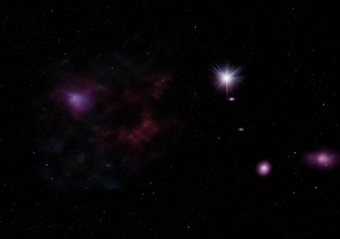 Sonsuz bir yıldız alanının küçük bir parçası. 3B görüntüleme