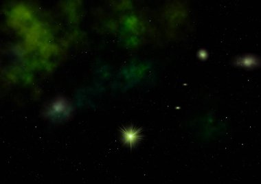 Sonsuz bir yıldız alanının küçük bir parçası. 3B görüntüleme