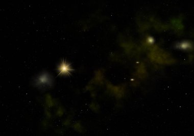 Sonsuz bir yıldız alanının küçük bir parçası. 3B görüntüleme