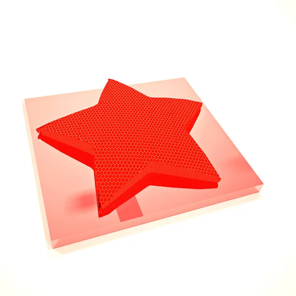 Röd stjärna 3d symbol. 3D-rendering. — Stockfoto