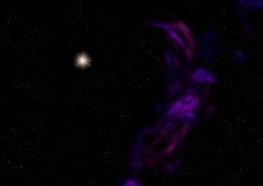 Uzayda bir yıldız alanı ve bir nebula. 3B görüntüleme