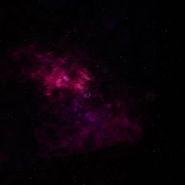 Uzayda bir yıldız alanı ve bir nebula. 3B görüntüleme