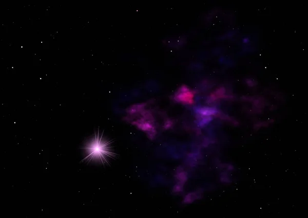 宇宙の星のフィールドと星雲。3Dレンダリング — ストック写真