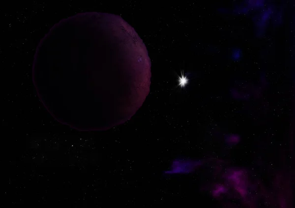 Planetas num espaço contra estrelas. Renderização 3D. — Fotografia de Stock