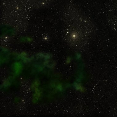 Uzayda bir yıldız alanı ve bir nebula