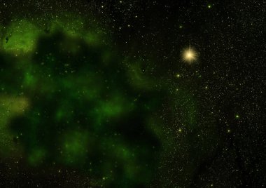 Uzayda bir yıldız alanı ve bir nebula