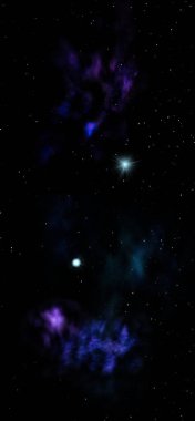 Uzayda bir yıldız alanı ve bir nebula. 3B görüntüleme