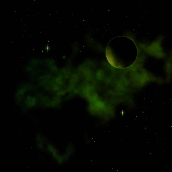 Campo estelar en el espacio y una nebulosa. Renderizado 3D — Foto de Stock