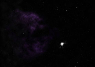 Uzaya karşı parlayan nebula ve yıldız alanı. Bu görüntünün elementleri NASA tarafından döşenmiştir. 3B görüntüleme.