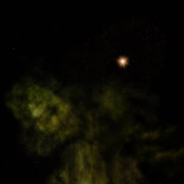 Uzayda bir yıldız alanı ve bir nebula. 3B görüntüleme