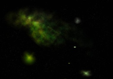 Uzayda bir yıldız alanı ve bir nebula