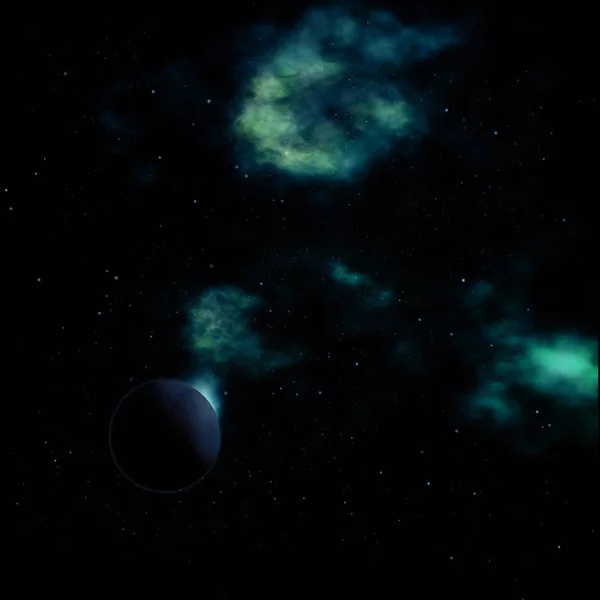 Πλανήτης σε ένα χώρο ενάντια στα αστέρια. 3D απόδοση. — Φωτογραφία Αρχείου