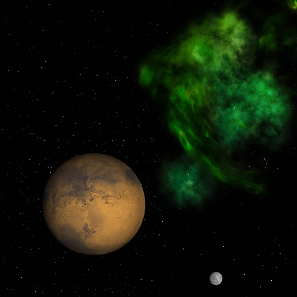 Far-out planets in a space against stars and nebula. Elements of this image furnished by NASA .