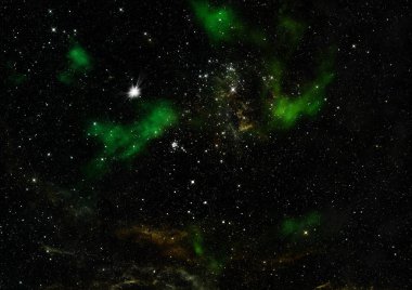 Uzaya karşı parlayan nebula ve yıldız alanı. Bu görüntünün elementleri NASA tarafından desteklenmektedir .