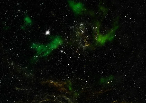 Långt Ifrån Att Lysa Nebulosa Och Stjärnfält Mot Rymden Delar — Stockfoto