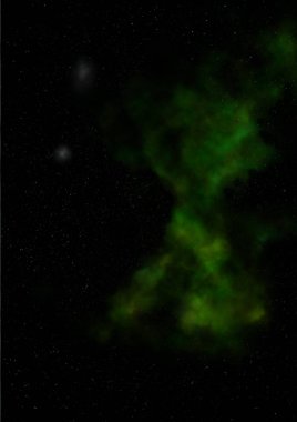 Uzayda bir yıldız alanı ve bir nebula. 3B görüntüleme