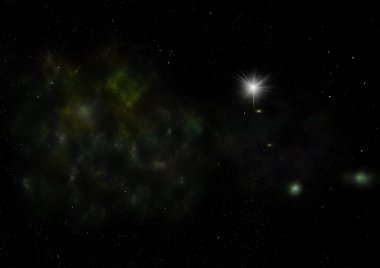 Sonsuz bir yıldız alanının küçük bir parçası. 3B görüntüleme