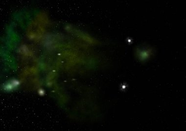 Uzayda bir yıldız alanı ve bir nebula