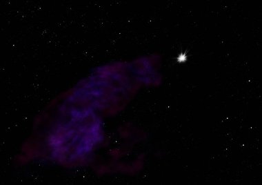 Uzayda bir yıldız alanı ve bir nebula. 3B görüntüleme