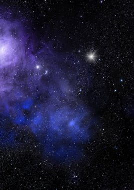 Evrendeki sonsuz uzay alanının küçük bir parçası. Bu görüntünün elementleri NASA tarafından döşenmiştir. 3B görüntüleme