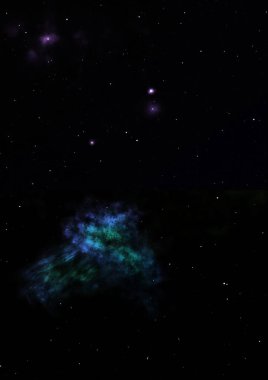 Evrendeki sonsuz uzay alanının küçük bir parçası. Bu görüntünün elementleri NASA tarafından döşenmiştir. 3B görüntüleme