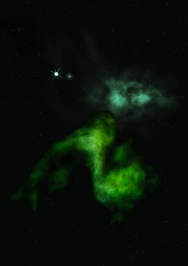 Evrendeki sonsuz uzay alanının küçük bir parçası. Bu görüntünün elementleri NASA tarafından döşenmiştir. 3B görüntüleme