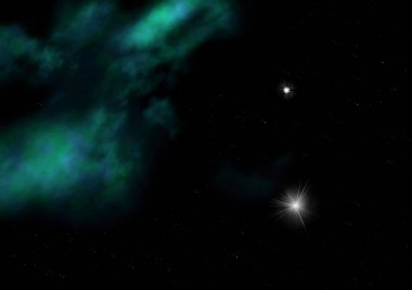 Uzaya karşı parlayan nebula ve yıldız alanı. Bu görüntünün elementleri NASA tarafından döşenmiştir. 3B görüntüleme.