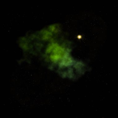 Uzayda bir yıldız alanı bir nebula ve gaz yoğunluğu. Bu görüntünün elementleri NASA tarafından döşenmiştir. 3B görüntüleme