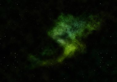 Uzaya karşı parlayan nebula ve yıldız alanı. Bu görüntünün elementleri NASA tarafından döşenmiştir. 3B görüntüleme.