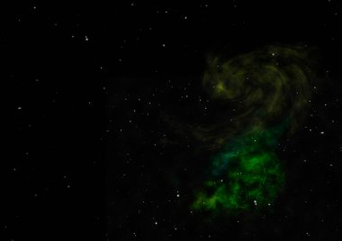 Uzayda bir yıldız alanı bir nebula ve gaz yoğunluğu. Bu görüntünün elementleri NASA tarafından döşenmiştir. 3B görüntüleme