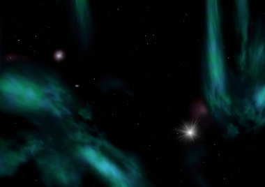 Evrendeki sonsuz uzay alanının küçük bir parçası. Bu görüntünün elementleri NASA tarafından döşenmiştir. 3B görüntüleme