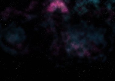 Uzaya karşı parlayan nebula ve yıldız alanı. Bu görüntünün elementleri NASA tarafından döşenmiştir. 3B görüntüleme.