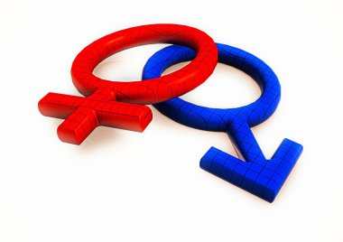 Boyutlu erkek ve kadın beyaz bir arka plan üzerinde imzalar. 3D render.