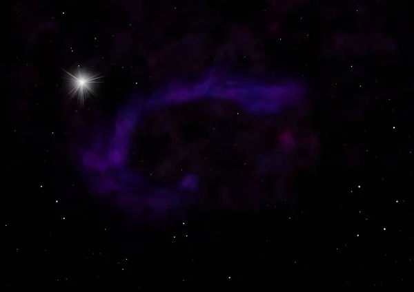 Uma pequena parte de um campo estelar infinito. Renderização 3D — Fotografia de Stock