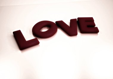 Boyutlu yazıt aşk. 3D çizim.