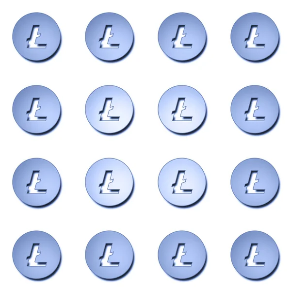 Litecoin-Symbole Hintergrund. 3D-Illustration. — Stockfoto