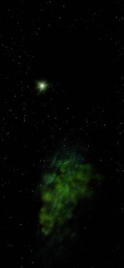 Uzayda bir yıldız alanı ve bir nebula