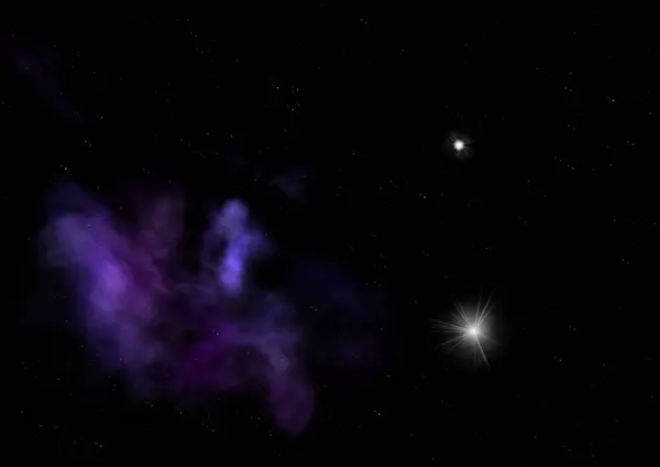 Campo estelar en el espacio y una nebulosa. Renderizado 3D —  Fotos de Stock