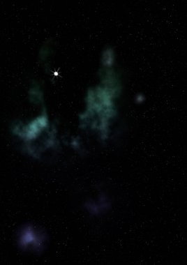 Uzayda bir yıldız alanı ve bir nebula