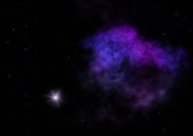 Uzayda bir yıldız alanı ve bir nebula