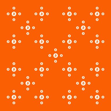 Bitcoin turuncu simgeleri arka plan. 3D çizim.