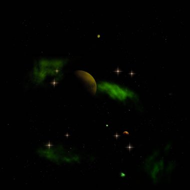 Uzayda uzak gezegenler.